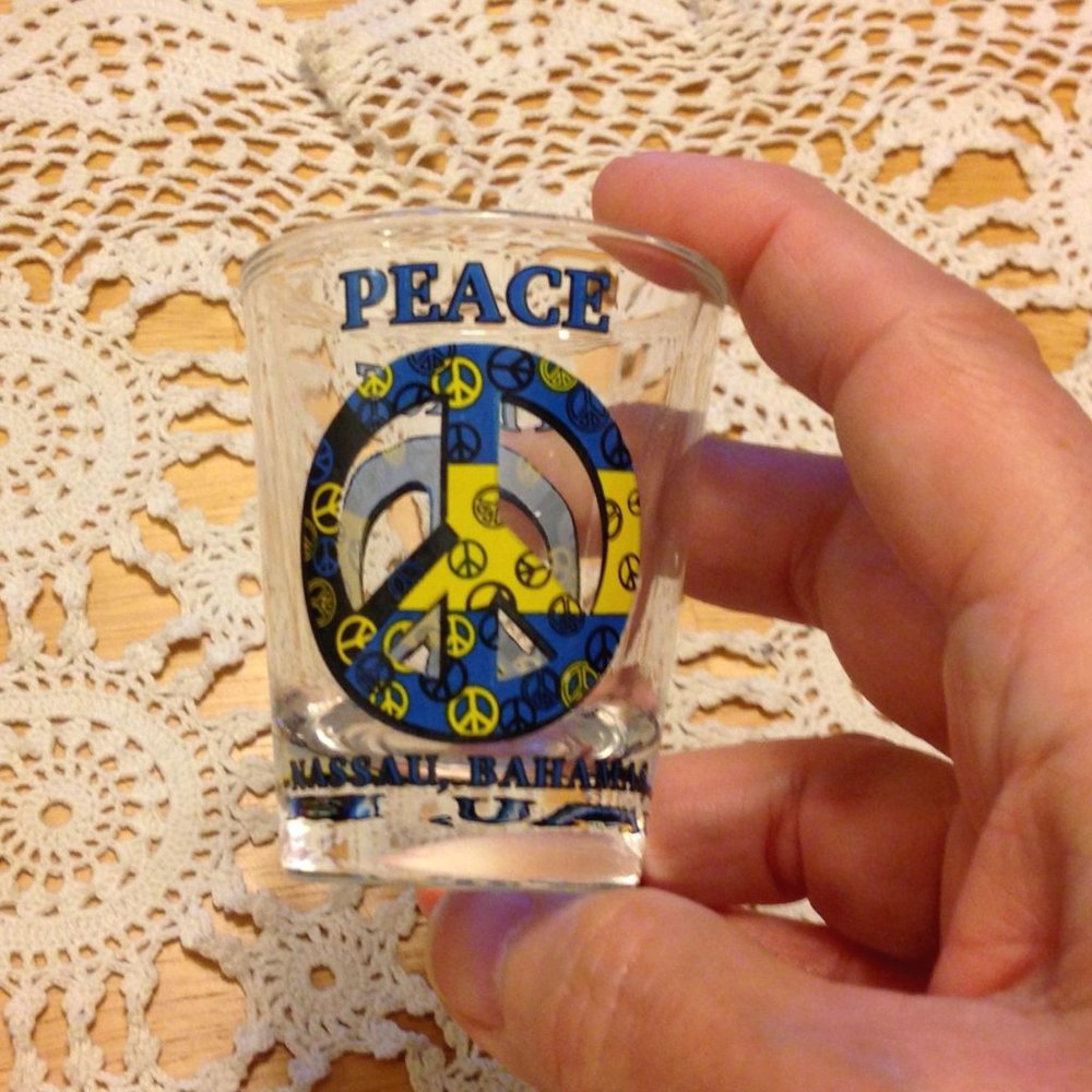 Bahamas Hippie Shot Glass, Peace Out!